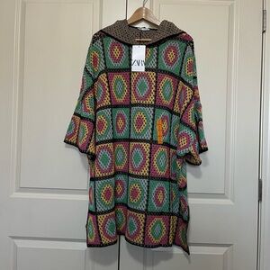 Zara Multicolor Knit Poncho